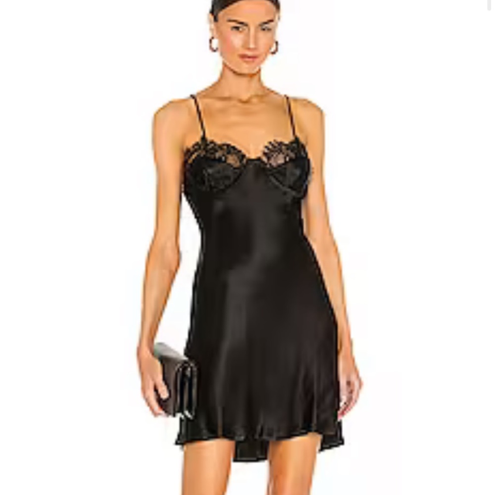 Revolve medium black lace mini slip dress
